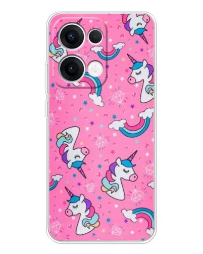 Чехол для OPPO Reno13 с картинкой «Unicorn паттерн розовый» Чехол для OPPO Reno13 с картинкой «Unicorn паттерн розовый»