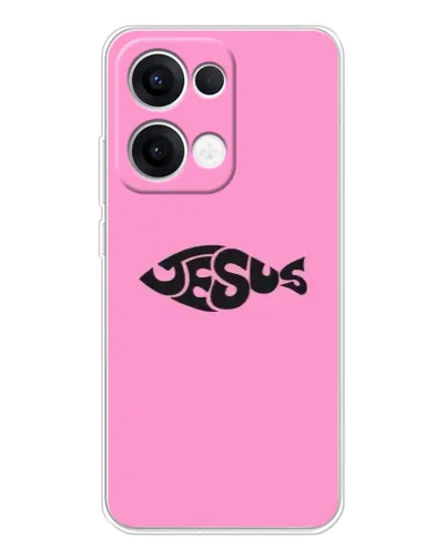 Чехол для OPPO Reno13 с картинкой «Розовый символ Jesus» Чехол для OPPO Reno13 с картинкой «Розовый символ Jesus»