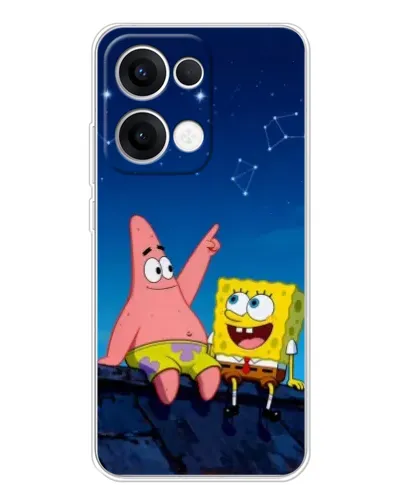 Чехол для OPPO Reno13 с картинкой «Губка Боб и Патрик ночью»