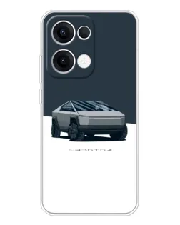 Чохол для OPPO Reno13 з картинкою «Сріблястий Cybertruck Tesla»