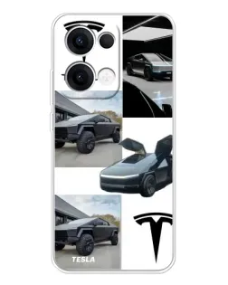 Чохол для OPPO Reno13 з картинкою «Колаж Cybertruck Tesla»