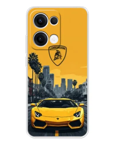 Чохол для OPPO Reno13 з картинкою «Жовтий Lamborghini місто»