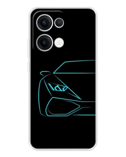 Чохол для OPPO Reno13 з картинкою «Блакитний силует Lamborghini»