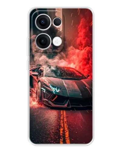 Чохол для OPPO Reno13 з картинкою «Lamborghini червоний дим»