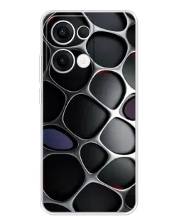 Чехол для OPPO Reno13 с картинкой «Объемная темная решетка»
