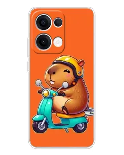 Чохол для OPPO Reno13 з картинкою «Капібара на скутері»