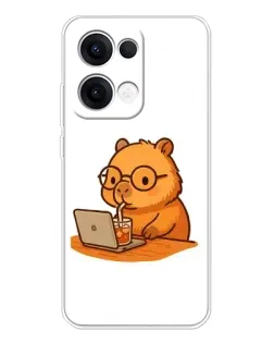 Чохол для OPPO Reno13 з картинкою «Капібара з ноутбуком»