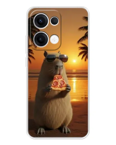 Чохол для OPPO Reno13 з картинкою «Капібара з піцою»