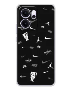 Чехол для OPPO Reno14 F с картинкой «Nike Black Pattern» Чехол для OPPO Reno14 F с картинкой «Nike Black Pattern»