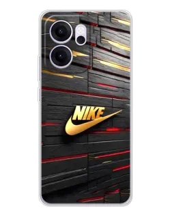 Чехол для OPPO Reno14 F с картинкой «Золотой Nike на металле»