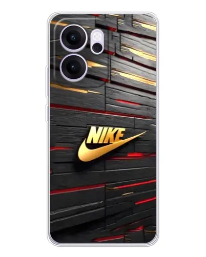 Чехол для OPPO Reno14 F с картинкой «Золотой Nike на металле»