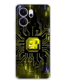 Чехол для OPPO Reno14 F с картинкой «Nike — золотая искра»