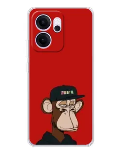 Чехол для OPPO Reno14 F с картинкой «Bored Ape — красный фон»