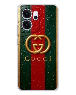Чехол для OPPO Reno14 F с картинкой «Gucci — фирменная полоса и золото» Чехол для OPPO Reno14 F с картинкой «Gucci — фирменная полоса и золото»