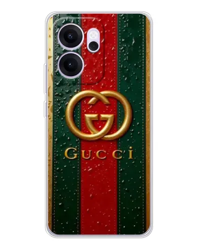 Чехол для OPPO Reno14 F с картинкой «Gucci — фирменная полоса и золото» Чехол для OPPO Reno14 F с картинкой «Gucci — фирменная полоса и золото»