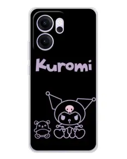 Чехол для OPPO Reno14 F с картинкой «Kuromi — черный минимализм»
