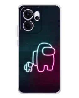 Чехол для OPPO Reno14 F с картинкой «Among Us неон-арт»