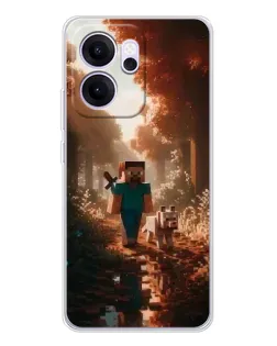 Чехол для OPPO Reno14 F с картинкой «Стив в лесу»