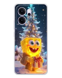 Чехол для OPPO Reno14 F с картинкой «Рождественский Спанч Боб»