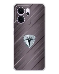 Чехол для OPPO Reno14 F с картинкой «Металлическая текстура Tesla»