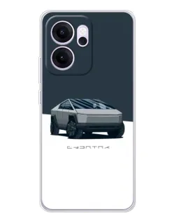 Чехол для OPPO Reno14 F с картинкой «Серебристый Cybertruck Tesla»