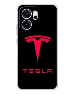 Чехол для OPPO Reno14 F с картинкой «Tesla Red Logo»