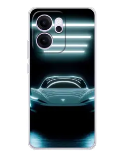 Чехол для OPPO Reno14 F с картинкой «Tesla в неоне»