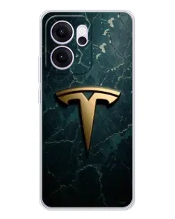 Чехол для OPPO Reno14 F с картинкой «Мраморная Tesla Gold»