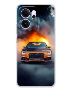 Чехол для OPPO Reno14 F с картинкой «Audi в огненном дыму» Чехол для OPPO Reno14 F с картинкой «Audi в огненном дыму»