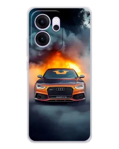 Чехол для OPPO Reno14 F с картинкой «Audi в огненном дыму»
