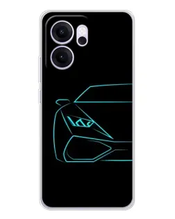 Чехол для OPPO Reno14 F с картинкой «Голубой силуэт Lamborghini»