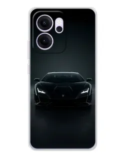 Чехол для OPPO Reno14 F с картинкой «Черный Lamborghini Aventador»