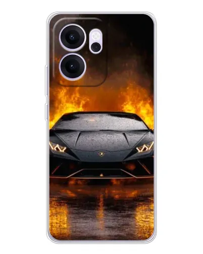 Чехол для OPPO Reno14 F с картинкой «Lamborghini в огне»