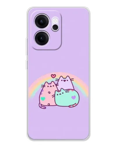 Чехол для OPPO Reno14 F с картинкой «Радужные Пушины»