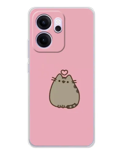 Чехол для OPPO Reno14 F с картинкой «Pusheen сердце»
