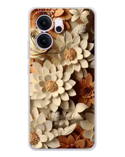 Чехол для OPPO Reno14 F с картинкой «Бежевый флористический декор» Чехол для OPPO Reno14 F с картинкой «Бежевый флористический декор»