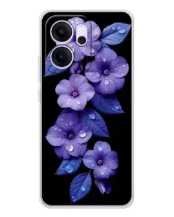 Чехол для OPPO Reno14 F с картинкой «Фиолетовые цветы с росою»