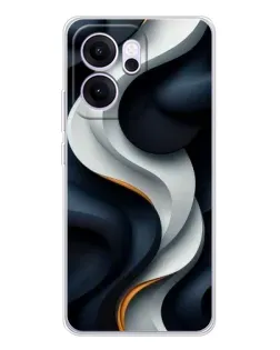 Чехол для OPPO Reno14 F с картинкой «Объемные черно-белые ленты» Чехол для OPPO Reno14 F с картинкой «Объемные черно-белые ленты»