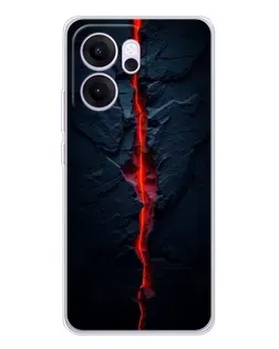 Чехол для OPPO Reno14 F с картинкой «Kрасная лавовая трещина»