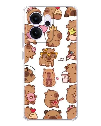 Чехол для OPPO Reno14 F с картинкой «Стикерпак с капибарами»