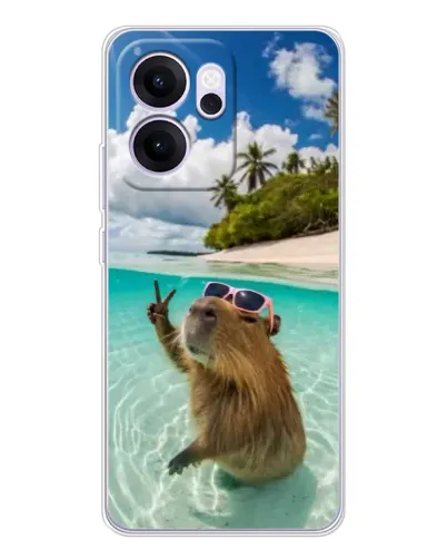 Чехол для OPPO Reno14 F с картинкой «Капибара на море»