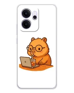 Чехол для OPPO Reno14 F с картинкой «Капибара с ноутбуком» Чехол для OPPO Reno14 F с картинкой «Капибара с ноутбуком»