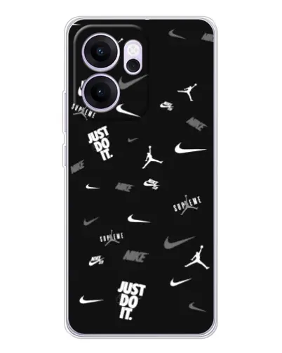 Чехол для OPPO Reno14 FS с картинкой «Nike Black Pattern» Чехол для OPPO Reno14 FS с картинкой «Nike Black Pattern»