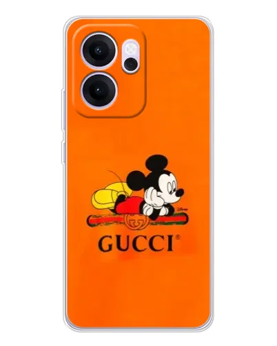 Чехол для OPPO Reno14 FS с картинкой «Микки Маус Gucci — оранж» Чехол для OPPO Reno14 FS с картинкой «Микки Маус Gucci — оранж»