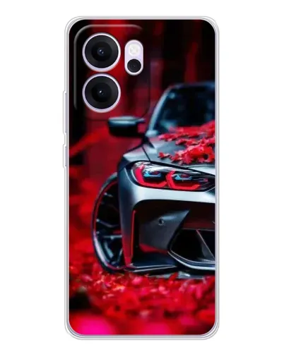 Чехол для OPPO Reno14 FS с картинкой «Спортивная BMW и цветы»