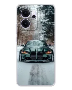 Чехол для OPPO Reno14 FS с картинкой «BMW в зимнем лесу»