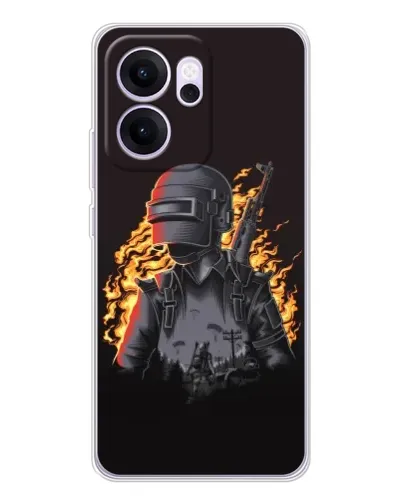 Чехол для OPPO Reno14 FS с картинкой «PUBG — огненный силуэт» Чехол для OPPO Reno14 FS с картинкой «PUBG — огненный силуэт»