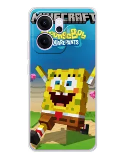 Чехол для OPPO Reno14 FS с картинкой «Губка Боб Minecraft» Чехол для OPPO Reno14 FS с картинкой «Губка Боб Minecraft»