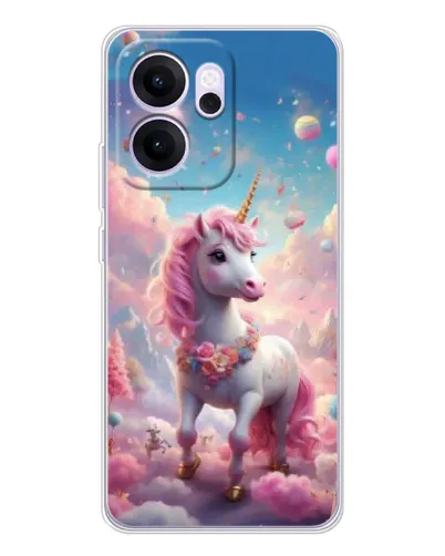 Чехол для OPPO Reno14 FS с картинкой «Единорог среди облаков»