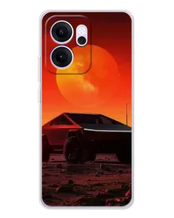 Чехол для OPPO Reno14 FS с картинкой «Cybertruck на Марсе»
